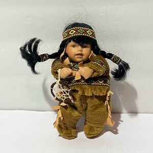 Vintage Native American Girl Doll Holding Dream Catcher